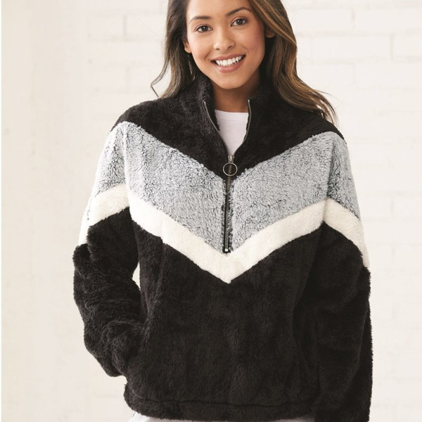 Women's Chevron Fuzzy Fleece Pullover Thumbnail