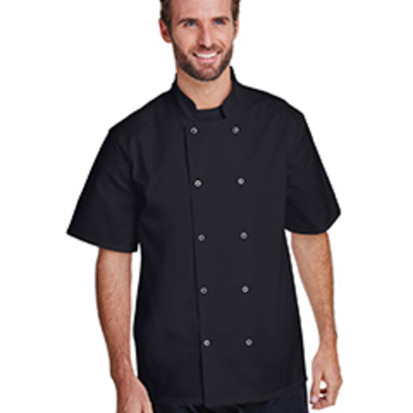 Unisex Studded Front Short-Sleeve Chef's Jacket Thumbnail